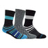 3-Pack Diabetic Socks - Blue Stripe, Black Stripe, Marble Grey