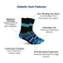 3-Pack Diabetic Socks - Blue Stripe, Black Stripe, Marble Grey