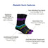 3-Pack Diabetic Socks - Multi Stripes, Solid Black & Cosmic Purple