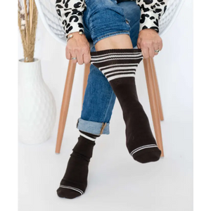 3-Pack Diabetic Socks - Purple Stripe, Chocolate, Grey Lines