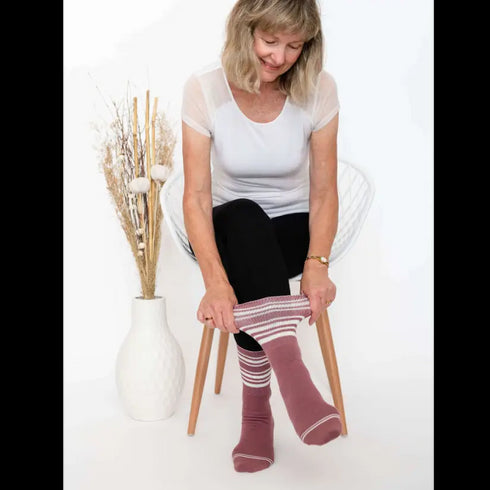 3-Pack Diabetic Socks - Rose, Blue Stripe, Grey Polka Dot