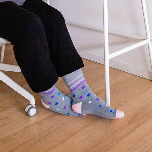 3-Pack Diabetic Socks - Rose, Blue Stripe, Grey Polka Dot