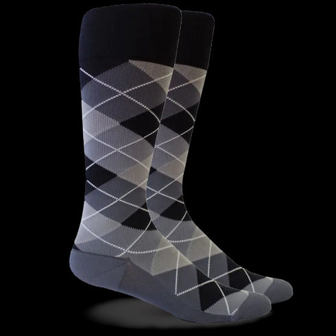 Argyle Synthetic Black/Grey - Men's Medical - 20-30mmHg