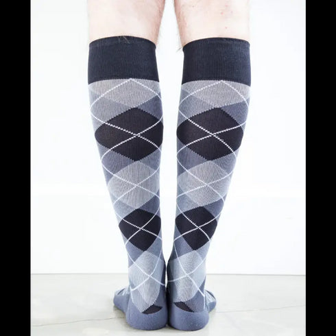 Argyle Synthetic Black/Grey - Men's Medical - 20-30mmHg