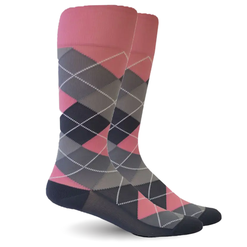 Argyle Synthetic Pink/Grey Energy Socks