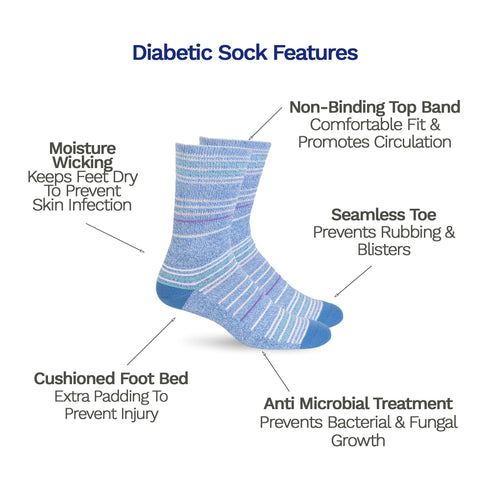 Diabetic Socks - Sky Blue Stripes - Bundle part