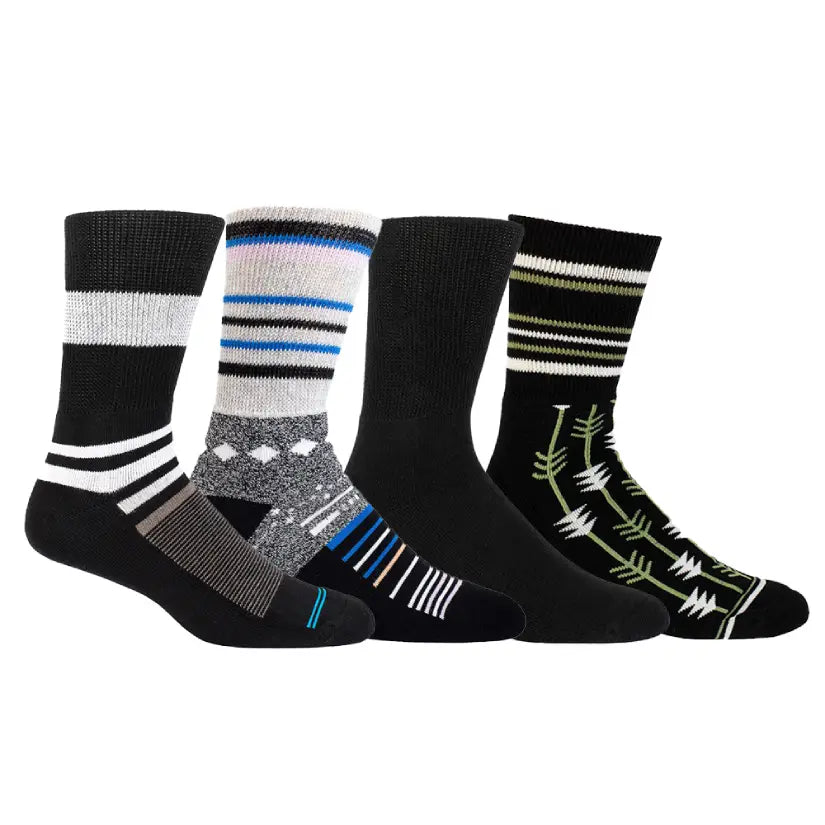 City Classic Men's Diabetic Socks – 5 Pairs, 100% Cotton, Black, Calf Length, Non-Binding Comfort Band