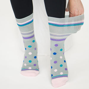 Diabetic Socks - Grey Polka Dot