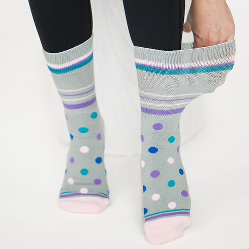 Diabetic Socks - Grey Polka Dot