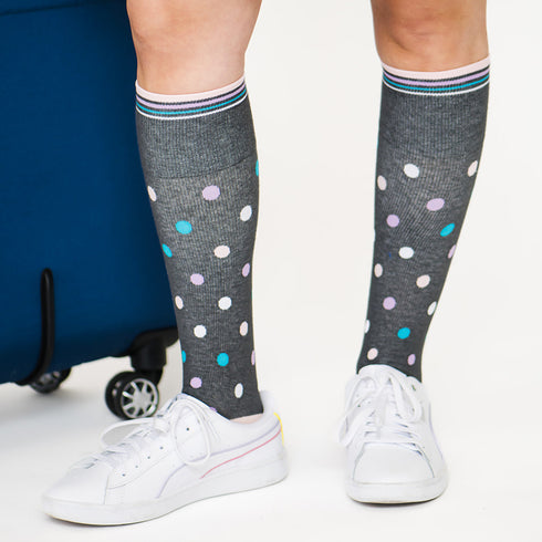 Polka Dot Grey Cotton Energy Socks