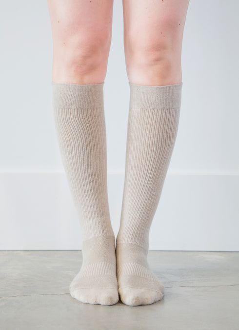 Solid Beige Socks - Women's Medical