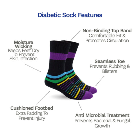 Diabetic Socks - Multi Stripes