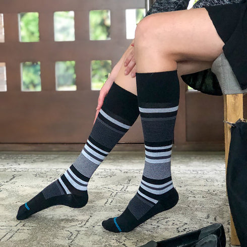 Stripe Cotton Black/Grey Energy Socks