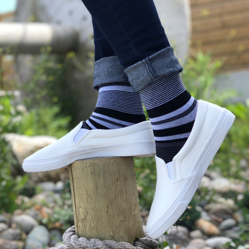 Stripe Cotton Black/Grey Energy Socks