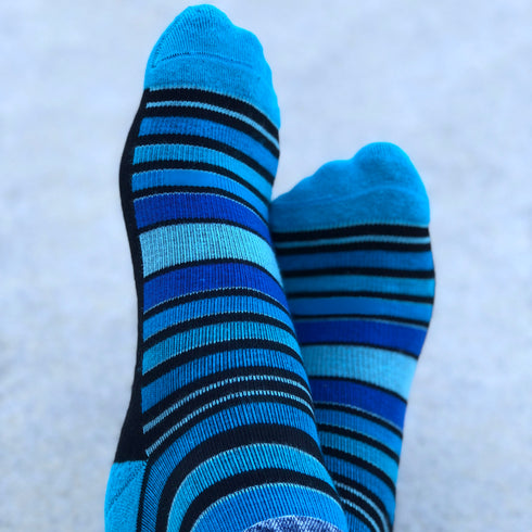 Stripe Cotton Blue Socks - Women's Medical