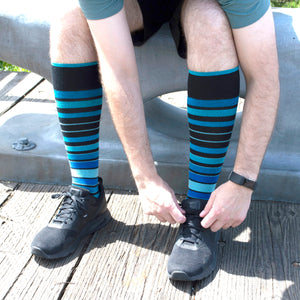 Stripe Cotton Blue Socks - Men's Medical