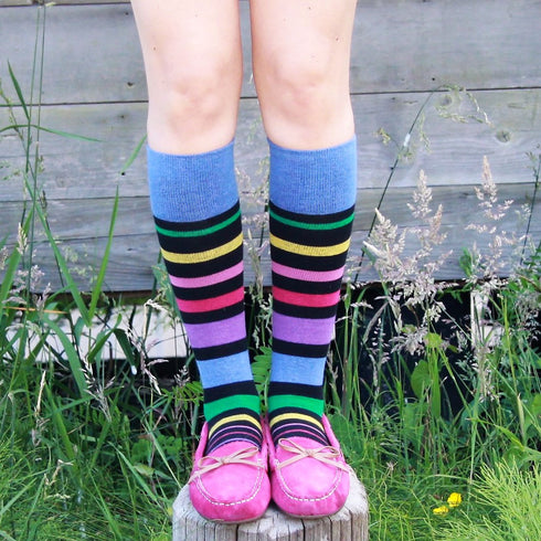 Stripe Cotton Multi-colour Socks - Women's Medical