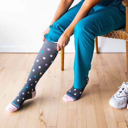 Polka Dot Grey Cotton Energy Socks