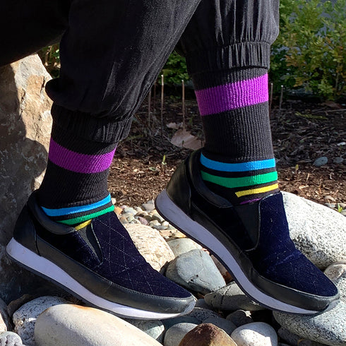 Diabetic Socks for Men, Diabetic Socks For Women, Neuropathy, Non Binding, Seamless - Multi Stripe