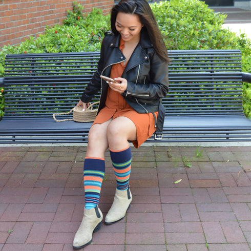 Stripe Cotton Teal - Medical Compression Socks