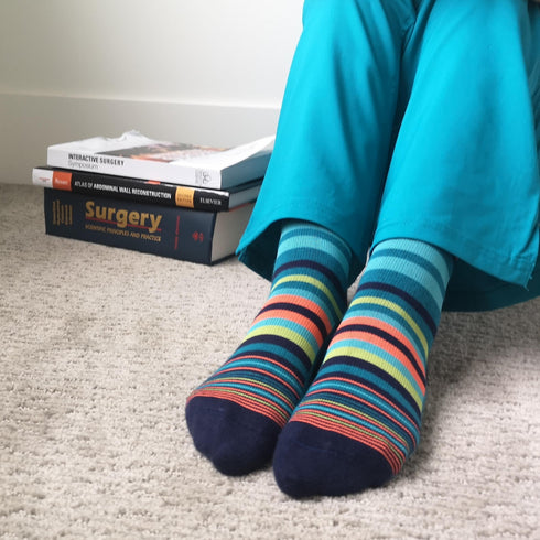 Stripe Cotton Teal - Medical Compression Socks