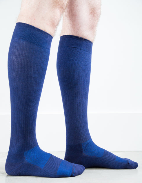 Solid Navy Cotton Socks - Men's Medical