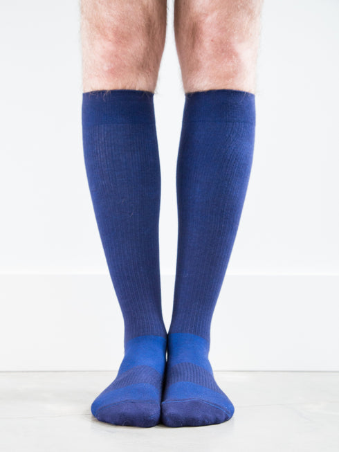 Solid Navy Cotton Socks - Men's Medical