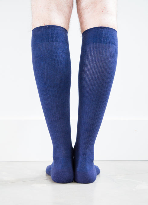 Solid Navy Cotton Socks - Men's Medical