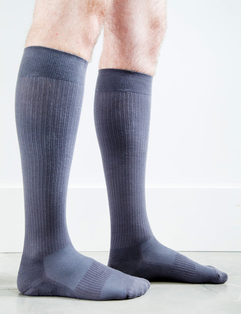 Solid Grey Cotton Socks - Men's Medical