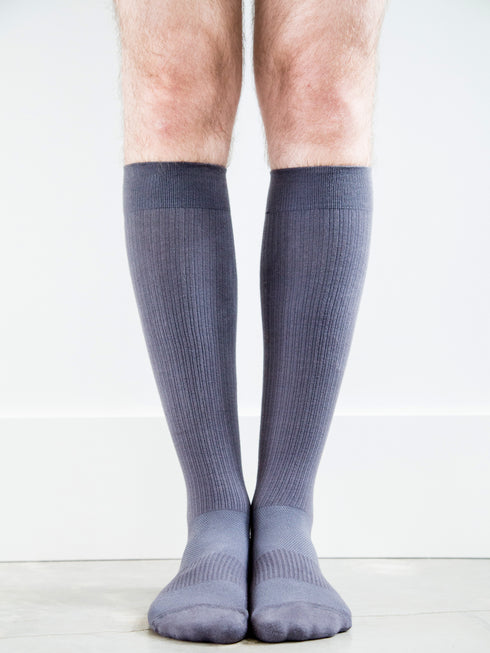 Solid Grey Cotton Socks - Men's Medical