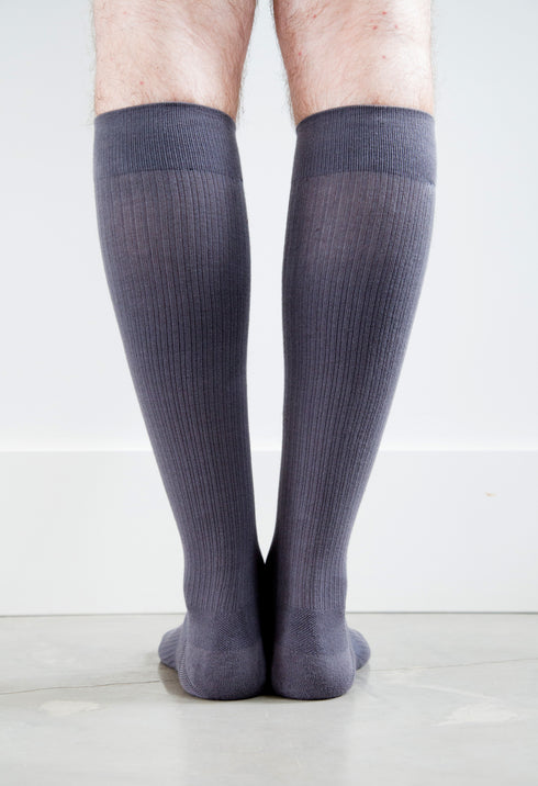 Solid Grey Cotton Socks - Men's Medical
