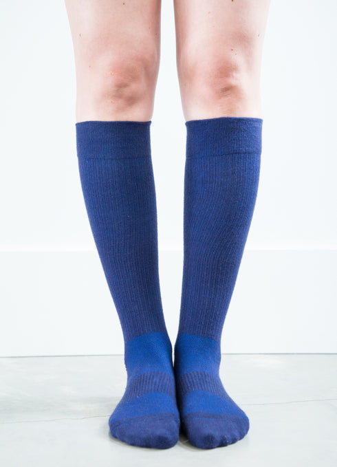 Solid Navy Cotton Socks - Women's Medical
