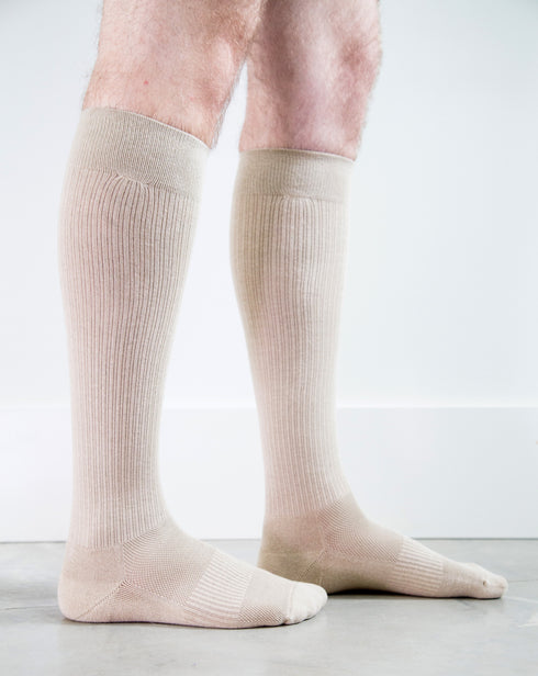 Solid Beige Socks - Men's Medical