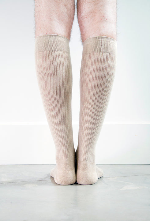 Solid Beige Socks - Men's Medical